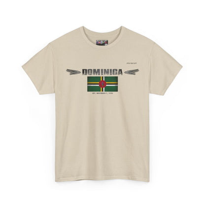 Dominica flag t-shirt in Sand — premium cotton, Nordenatt