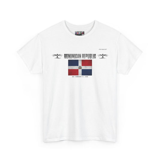 Dominican Republic flag t-shirt in White — premium cotton, Nordenatt