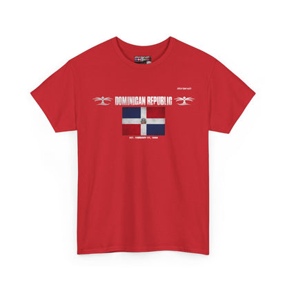Dominican Republic flag t-shirt in Red — premium cotton, Nordenatt