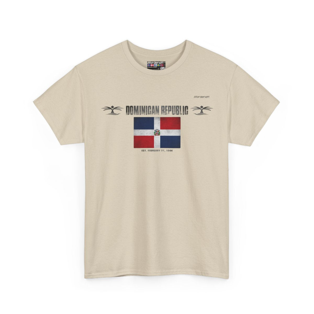Dominican Republic flag t-shirt in Sand — premium cotton, Nordenatt