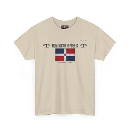 Dominican Republic flag t-shirt in Sand — premium cotton, Nordenatt