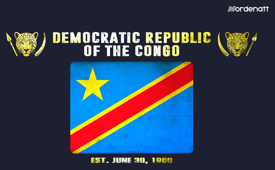 DR Congo design preview: flag, date and emblem inspiration printed on dark t-shirts (Nordenatt)