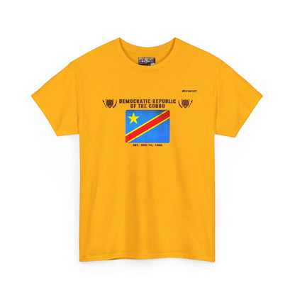 DR Congo flag t-shirt in Gold — premium cotton, Nordenatt