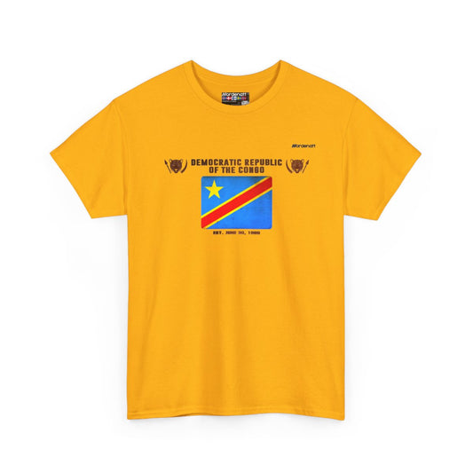 DR Congo flag t-shirt in Gold — premium cotton, Nordenatt