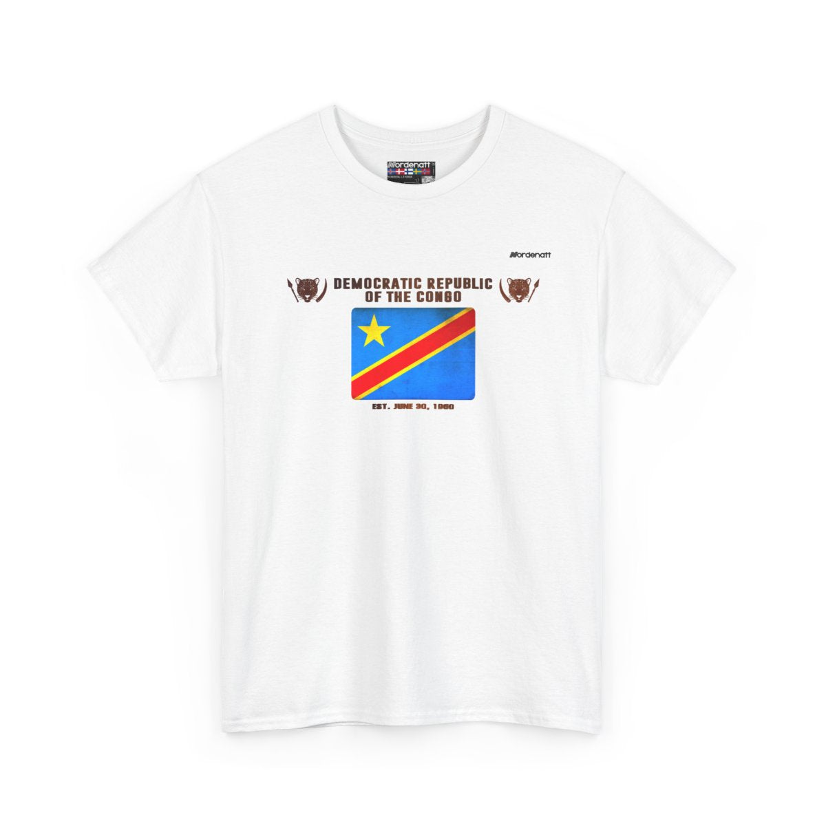DR Congo flag t-shirt in White — premium cotton, Nordenatt