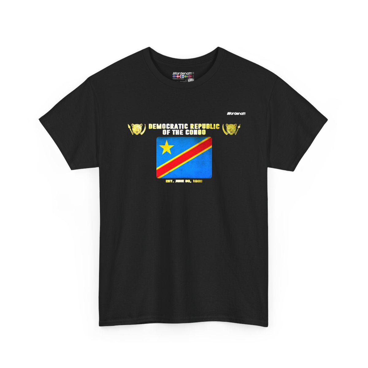 DR Congo flag t-shirt in Black — premium cotton, Nordenatt
