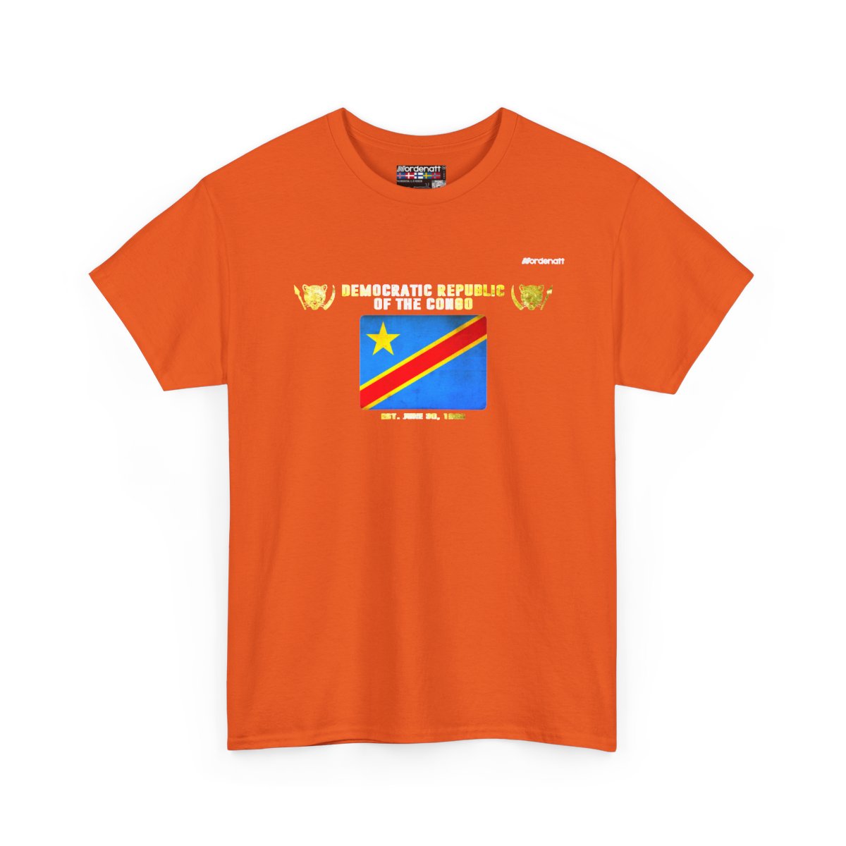 DR Congo flag t-shirt in Orange — premium cotton, Nordenatt