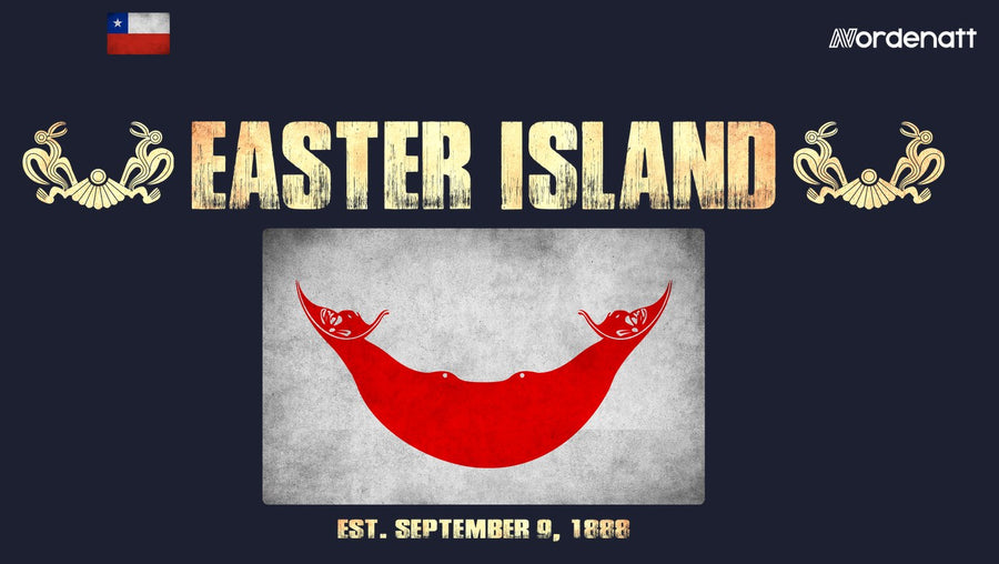 Easter Island design preview: flag, date and emblem inspiration printed on dark t-shirts (Nordenatt)