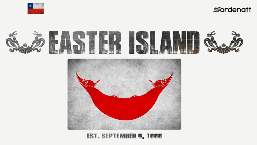 Easter Island design preview: flag, date and emblem inspiration printed on light t-shirts (Nordenatt)