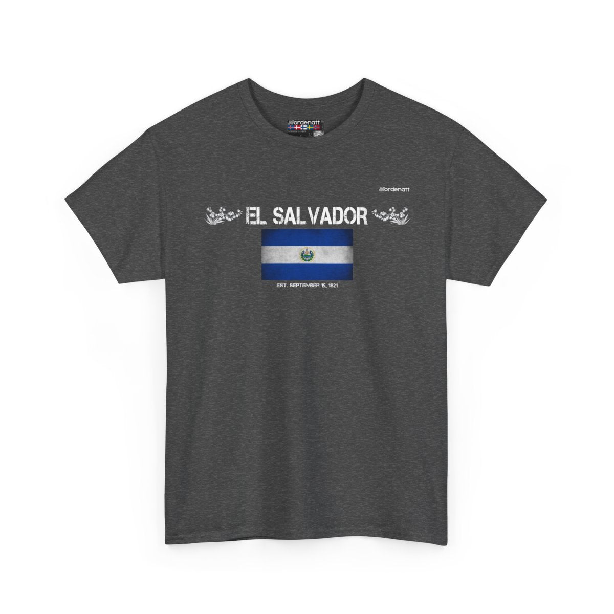 El Salvador flag t-shirt in Dark Heather — premium cotton, Nordenatt