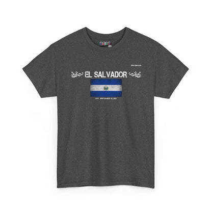 El Salvador flag t-shirt in Dark Heather — premium cotton, Nordenatt
