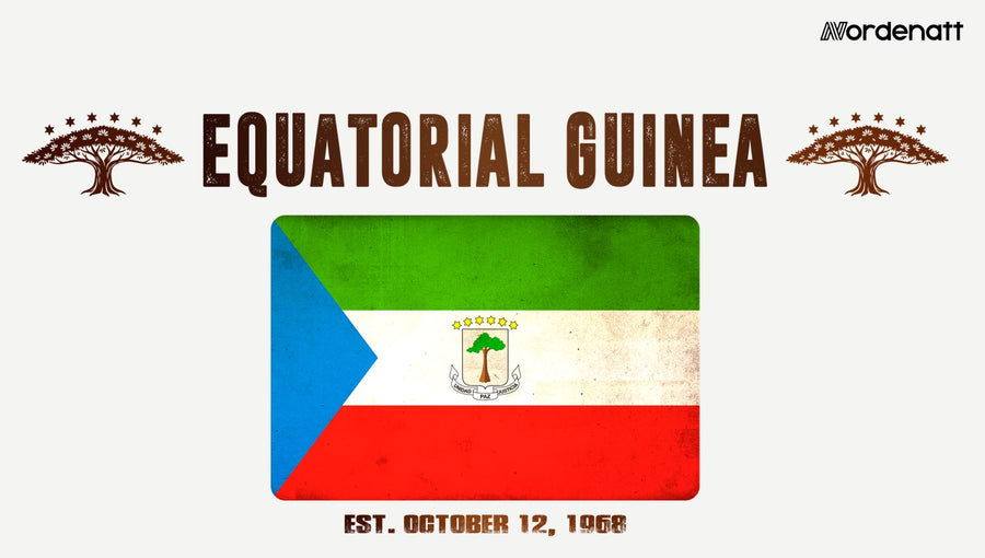 Equatorial Guinea design preview: flag, date and emblem inspiration printed on light t-shirts (Nordenatt)