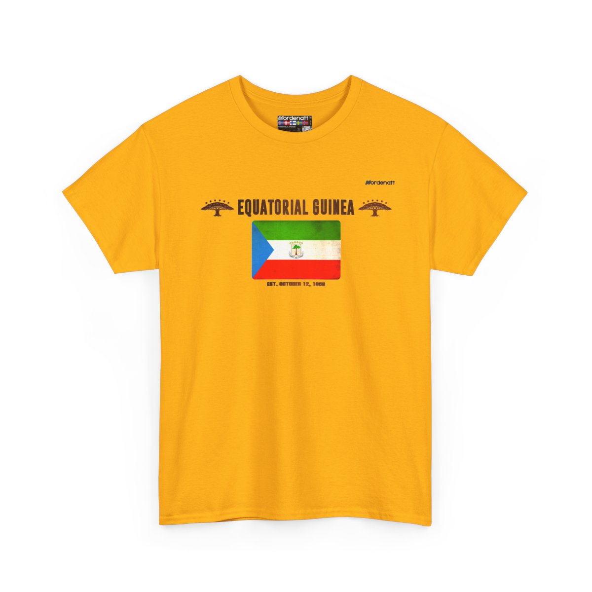 Equatorial Guinea flag t-shirt in Gold — premium cotton, Nordenatt