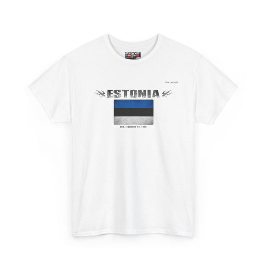 Estonia flag t-shirt in White — premium cotton, Nordenatt
