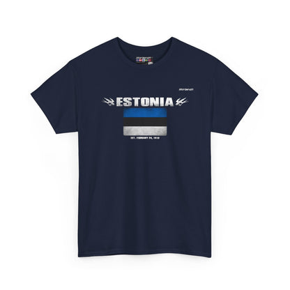 Estonia flag t-shirt in Navy — premium cotton, Nordenatt