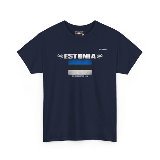 Estonia flag t-shirt in Navy — premium cotton, Nordenatt