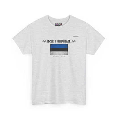 Estonia flag t-shirt in Ash — premium cotton, Nordenatt