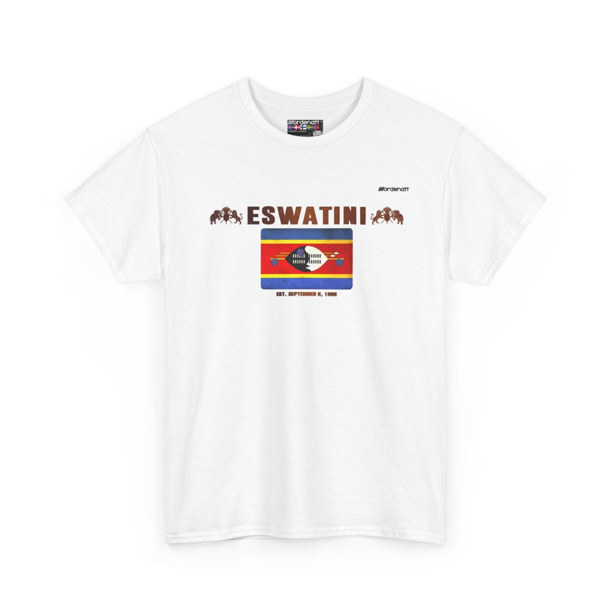 Eswatini flag t-shirt in White — premium cotton, Nordenatt