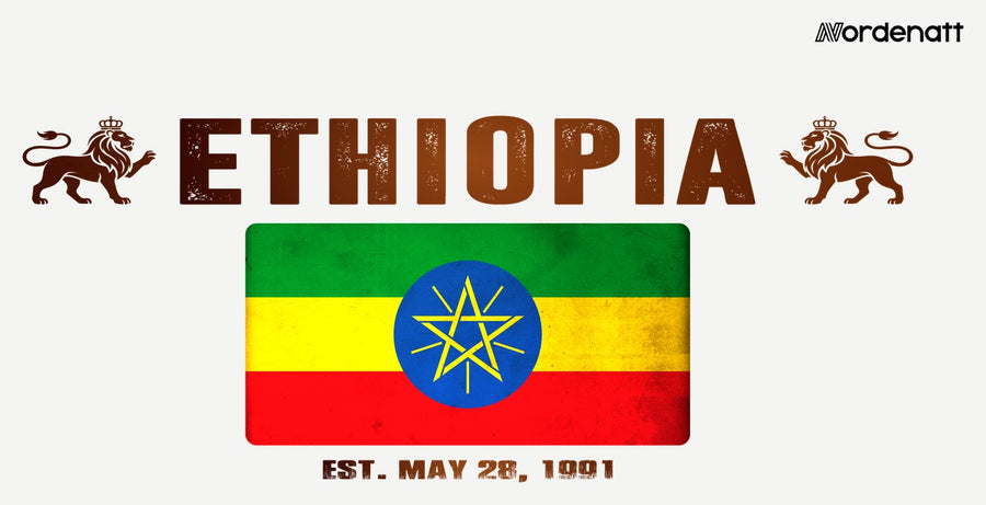 Ethiopia design preview: flag, date and emblem inspiration printed on light t-shirts (Nordenatt)