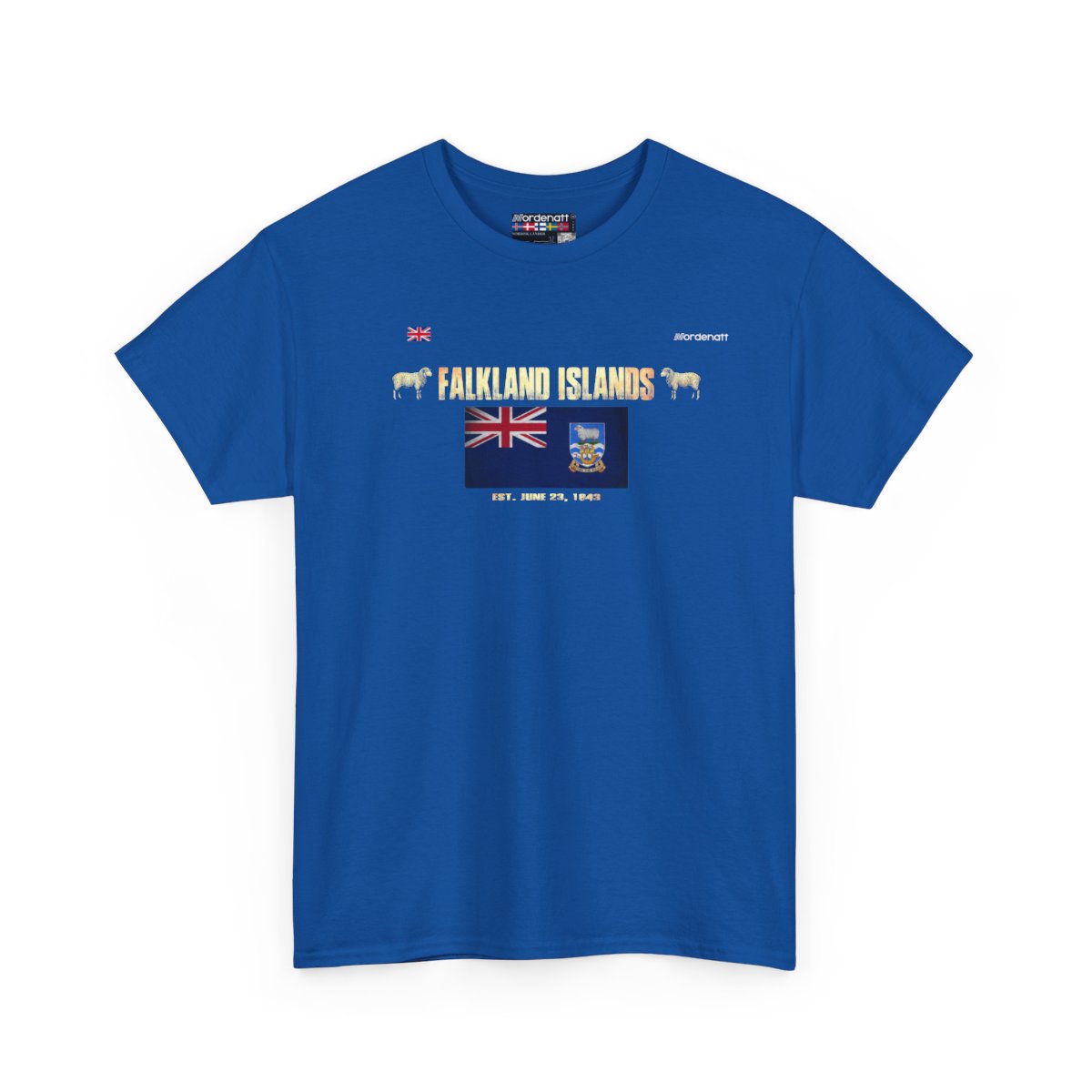 Falkland Islands flag t-shirt in Royal — premium cotton, Nordenatt