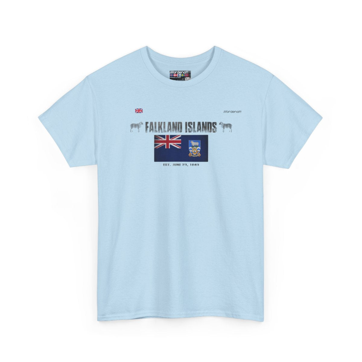 Falkland Islands flag t-shirt in Light Blue — premium cotton, Nordenatt
