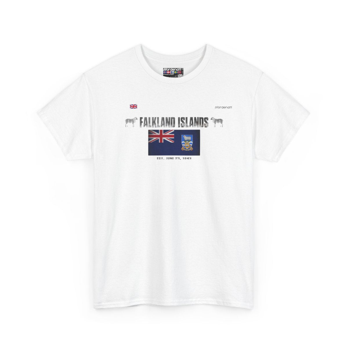 Falkland Islands flag t-shirt in White — premium cotton, Nordenatt
