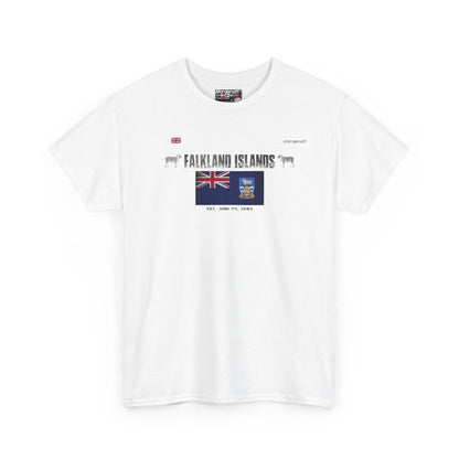 Falkland Islands flag t-shirt in White — premium cotton, Nordenatt