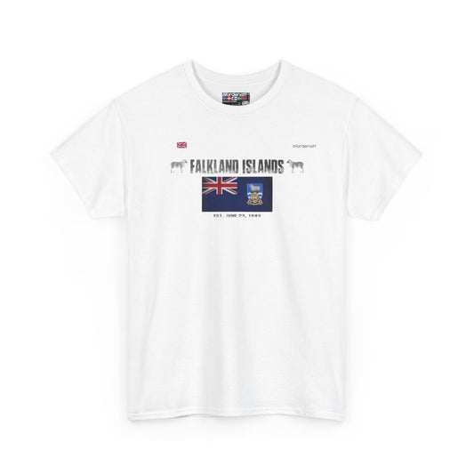 Falkland Islands flag t-shirt in White — premium cotton, Nordenatt