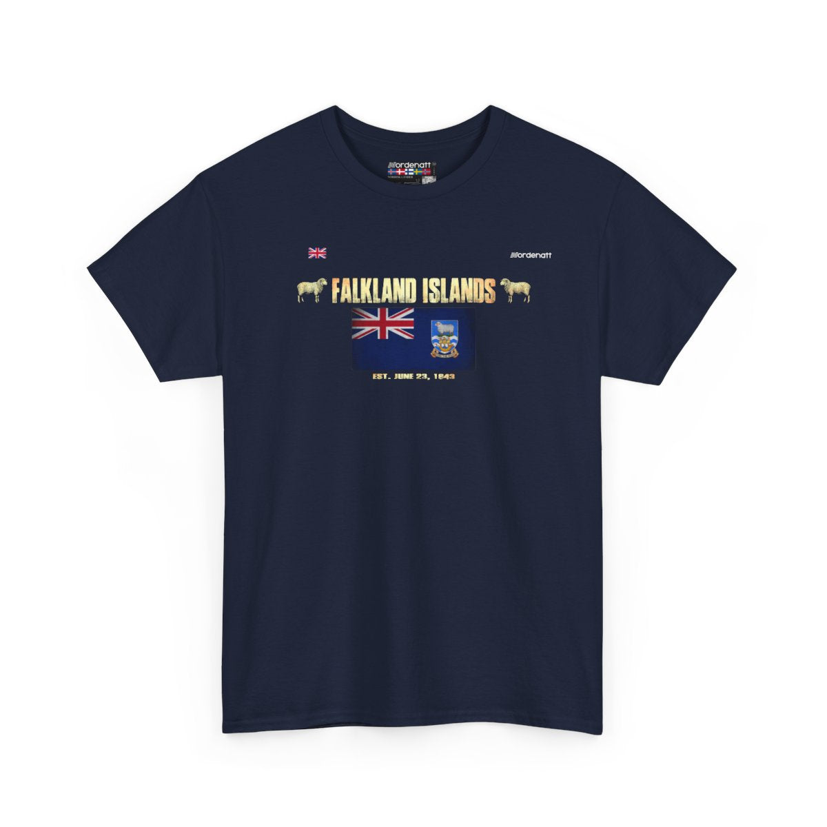 Falkland Islands flag t-shirt in Navy — premium cotton, Nordenatt