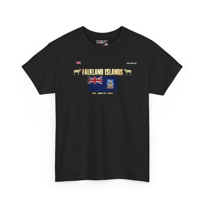Falkland Islands flag t-shirt in Black — premium cotton, Nordenatt