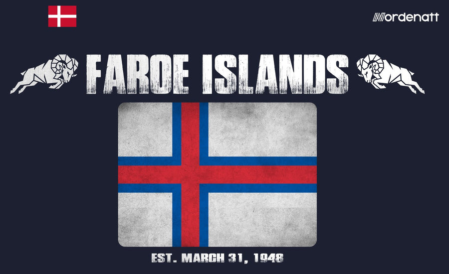 Faroe Islands design preview: flag, date and emblem inspiration printed on dark t-shirts (Nordenatt)