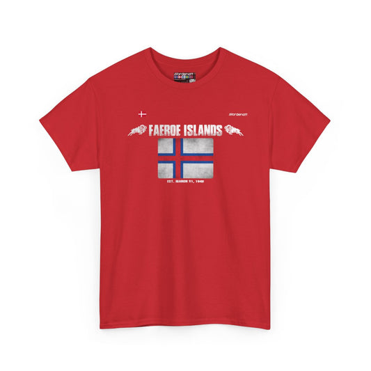 Faroe Islands flag t-shirt in Red — premium cotton, Nordenatt