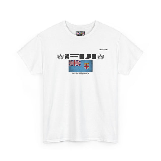 Fiji flag t-shirt in White — premium cotton, Nordenatt