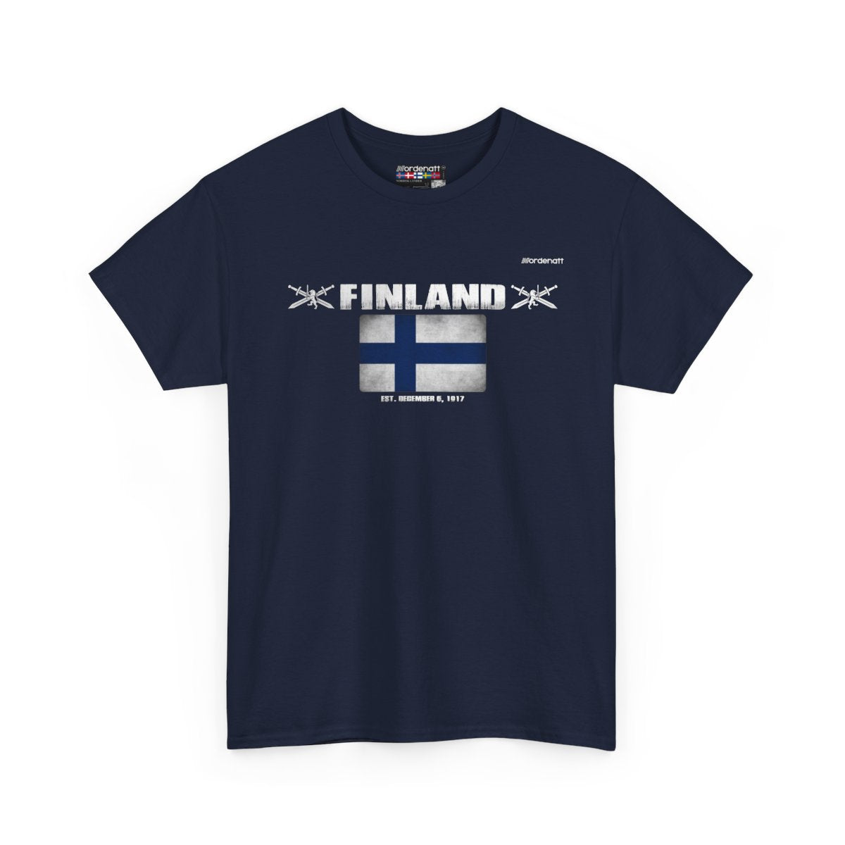 Finland flag t-shirt in Navy — premium cotton, Nordenatt