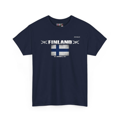 Finland flag t-shirt in Navy — premium cotton, Nordenatt