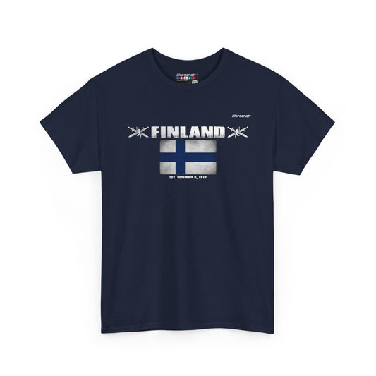 Finland flag t-shirt in Navy — premium cotton, Nordenatt
