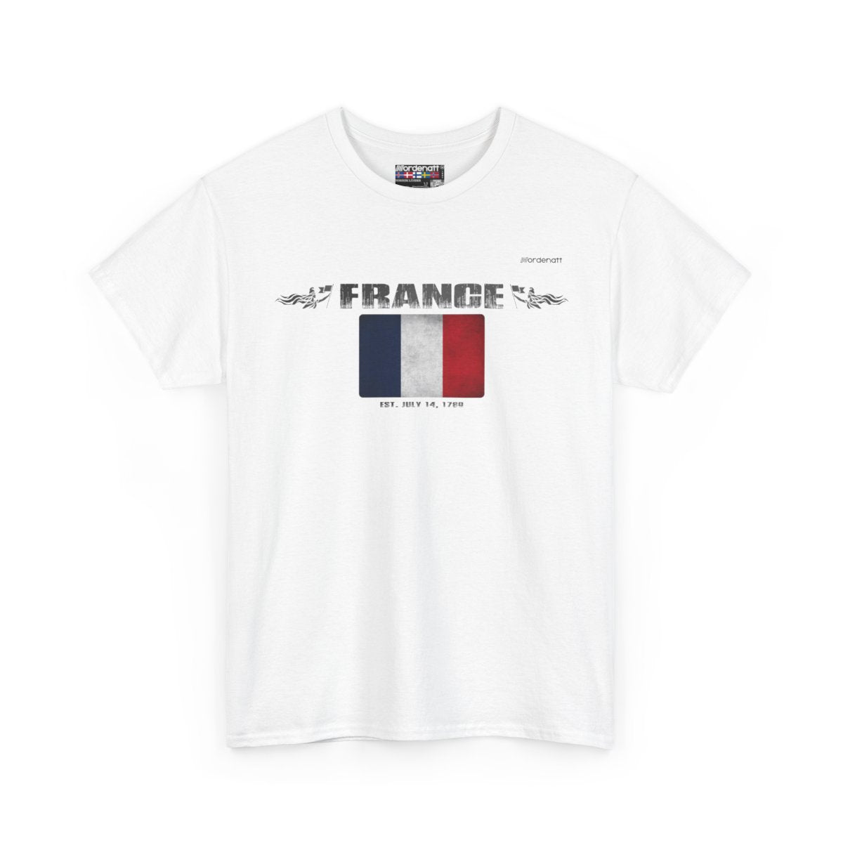 France flag t-shirt in White — premium cotton, Nordenatt