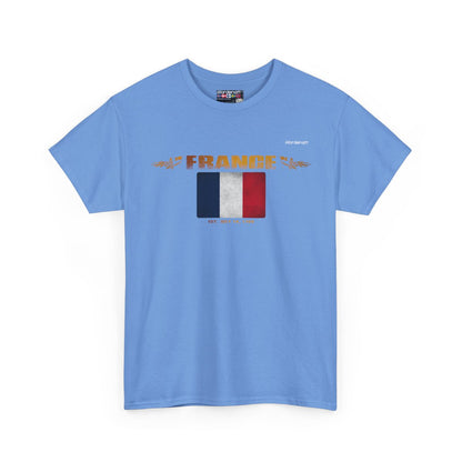 France flag t-shirt in Carolina Blue — premium cotton, Nordenatt