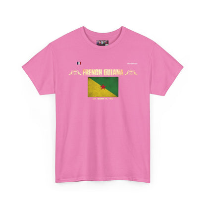 French Guiana flag t-shirt in Azalea — premium cotton, Nordenatt
