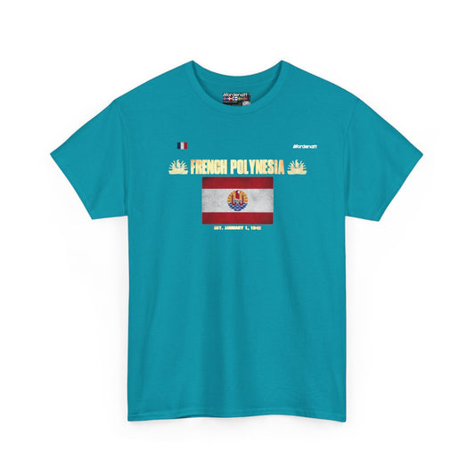 French Polynesia flag t-shirt in Tropical Blue — premium cotton, Nordenatt