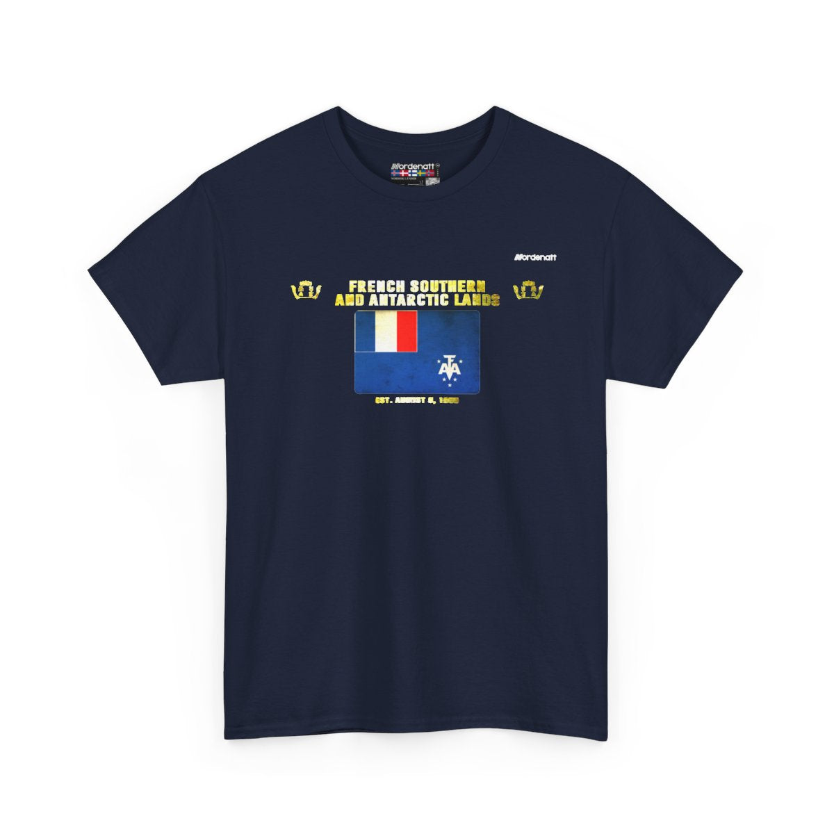 French Southern Territories flag t-shirt in Navy — premium cotton, Nordenatt