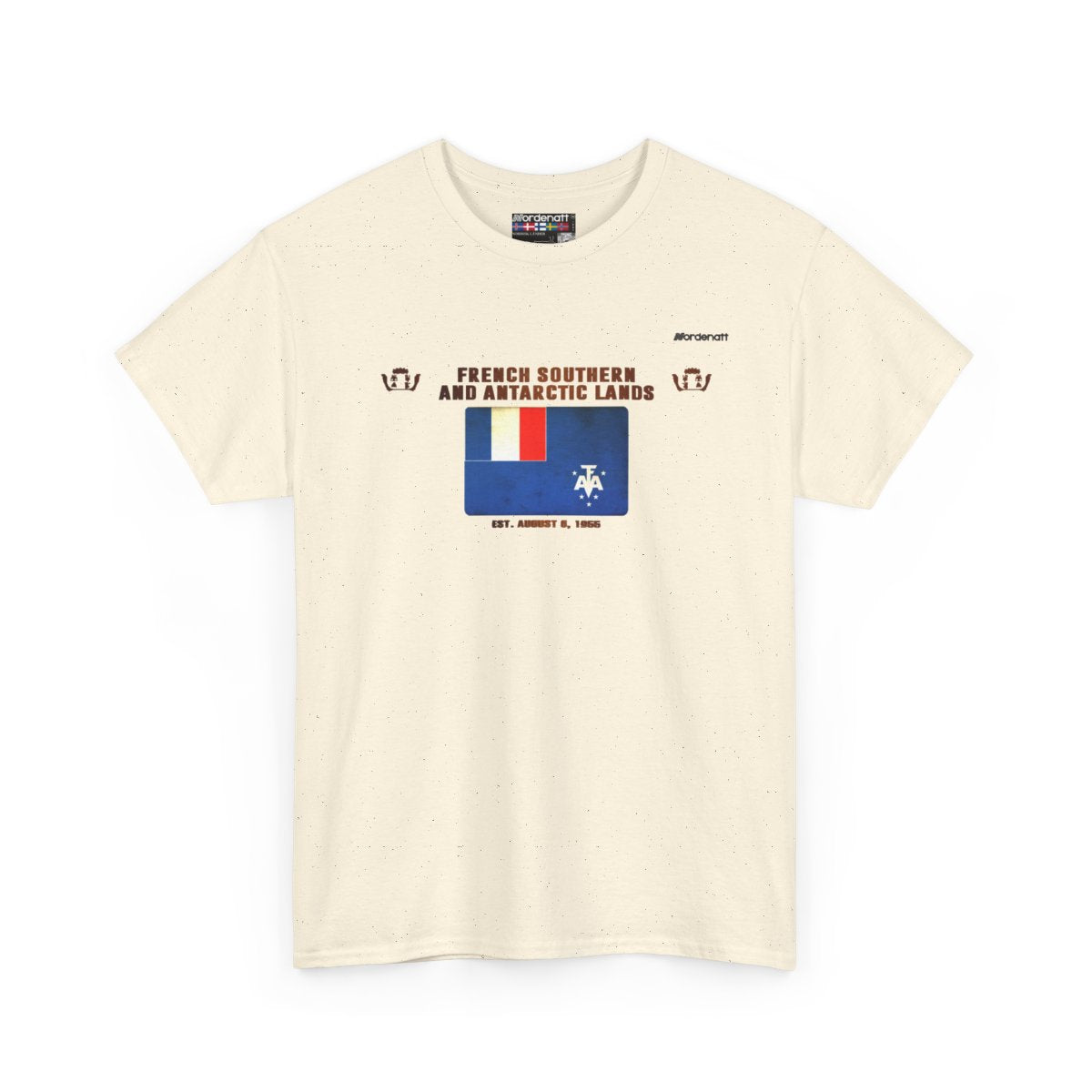 French Southern Territories flag t-shirt in Natural — premium cotton, Nordenatt