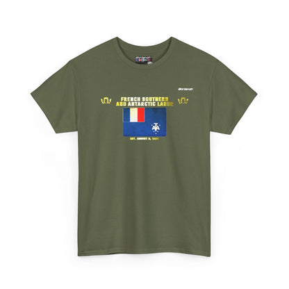French Southern Territories flag t-shirt in Military Green — premium cotton, Nordenatt