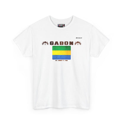 Gabon flag t-shirt in White — premium cotton, Nordenatt