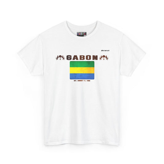 Gabon flag t-shirt in White — premium cotton, Nordenatt