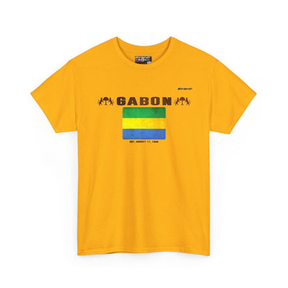 Gabon flag t-shirt in Gold — premium cotton, Nordenatt