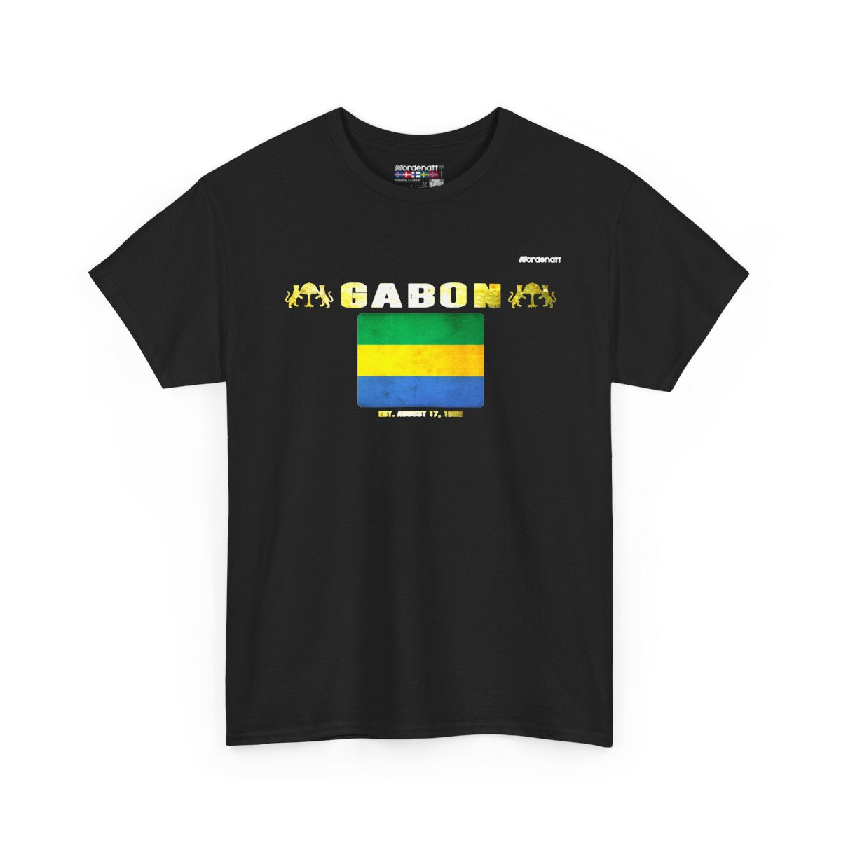 Gabon flag t-shirt in Black — premium cotton, Nordenatt
