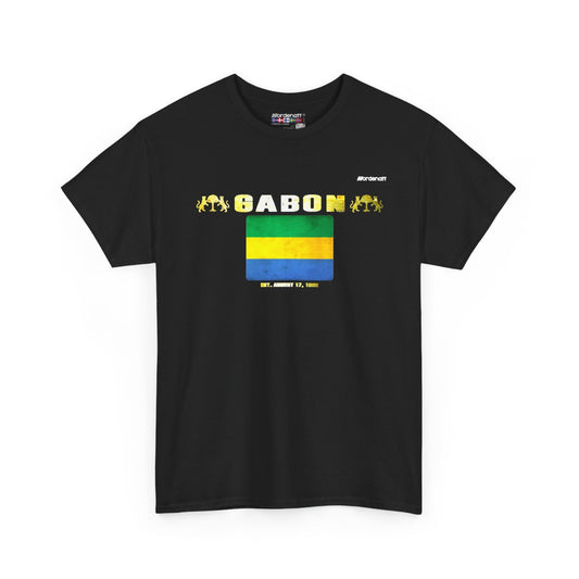 Gabon flag t-shirt in Black — premium cotton, Nordenatt