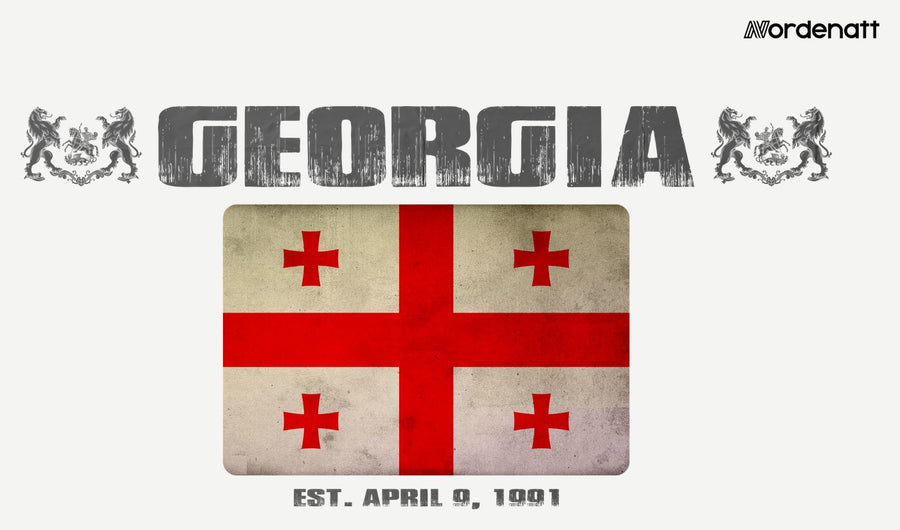 Georgia design preview: flag, date and emblem inspiration printed on light t-shirts (Nordenatt)