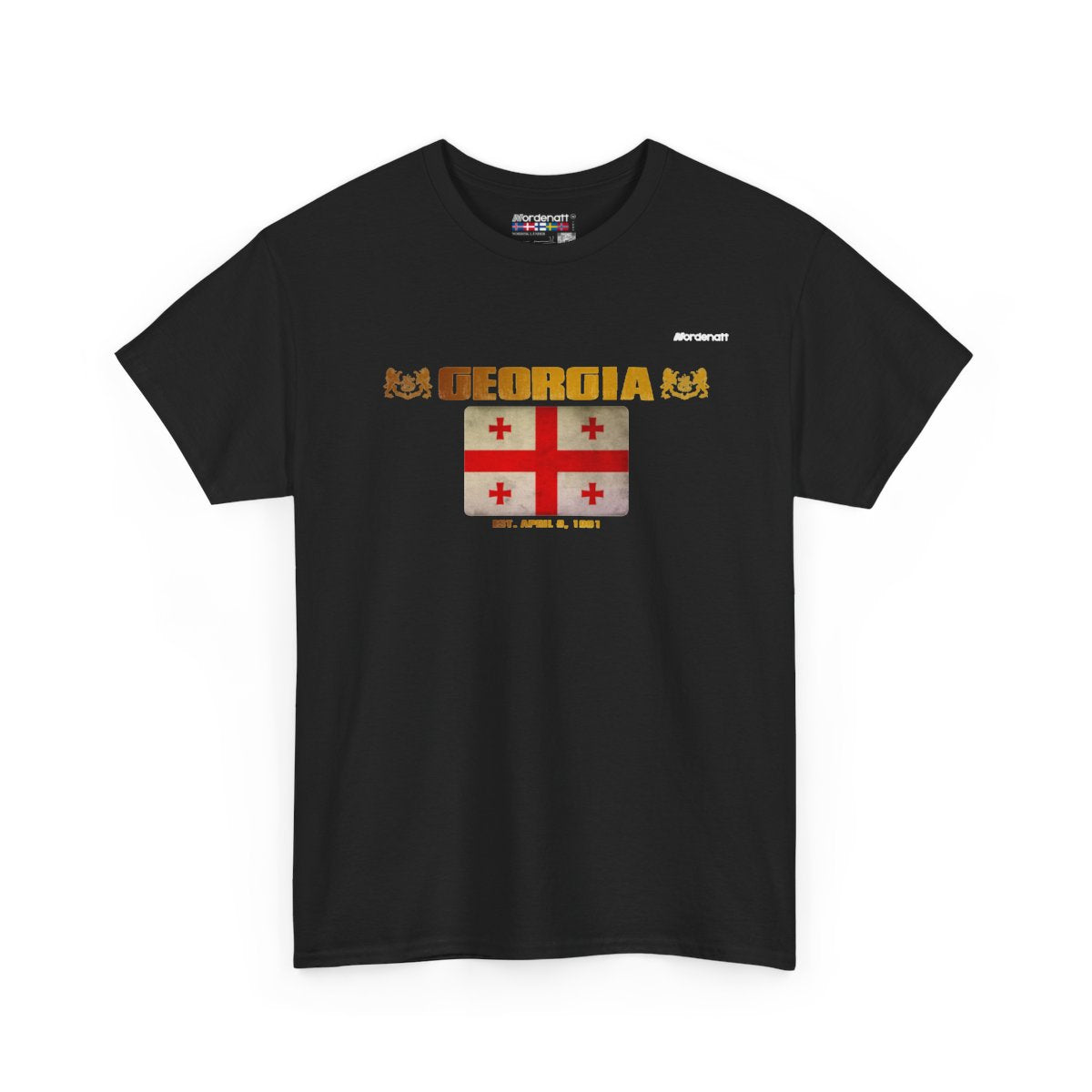 Georgia flag t-shirt in Black — premium cotton, Nordenatt